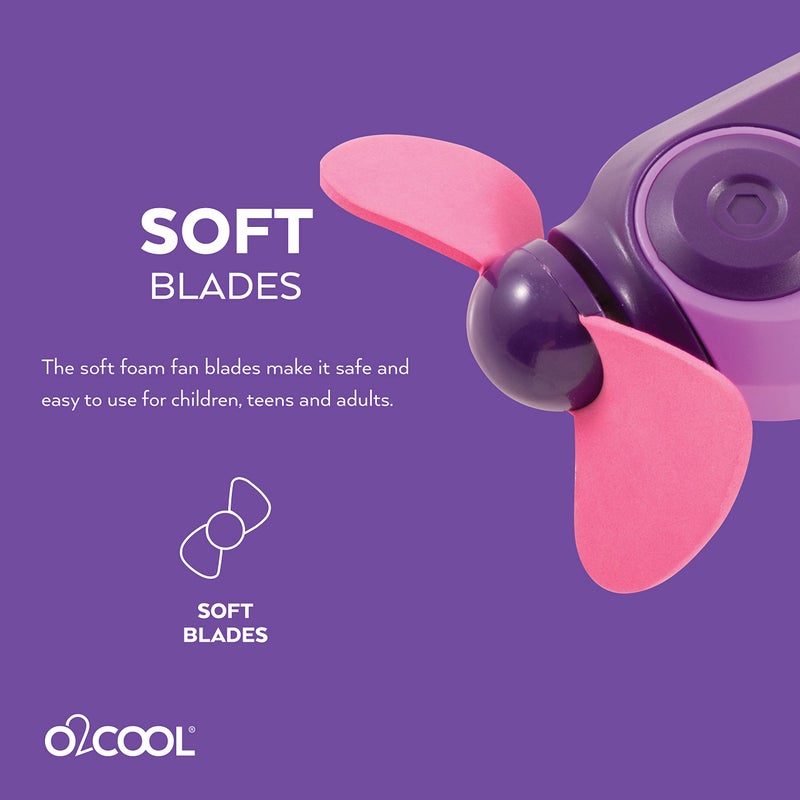 O2COOL Keychain Sport Misting Fan - Pocket Size Battery Powered Portable Handheld Fan With Carabiner Clip and Mister (Purple) - Image 5